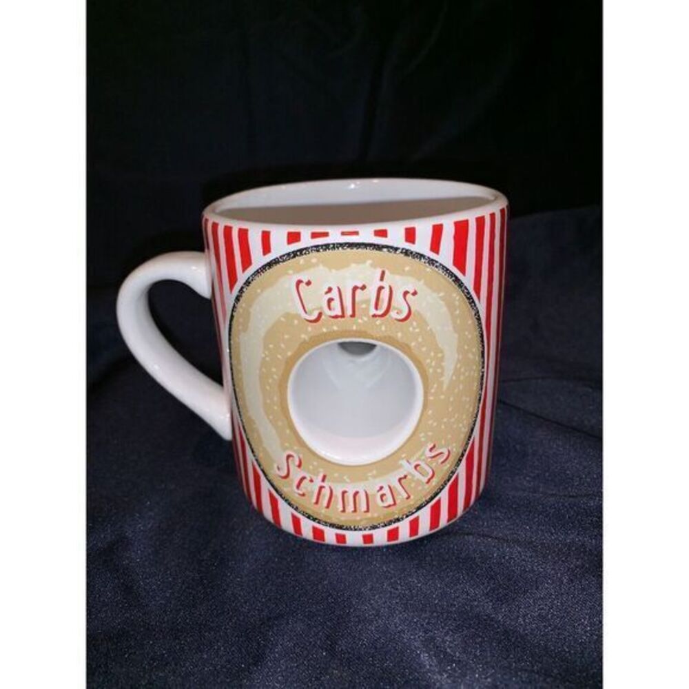 Carbs Schmarbs Bagel Whole Lotta Mugs Red Green‎ Stripped Papel